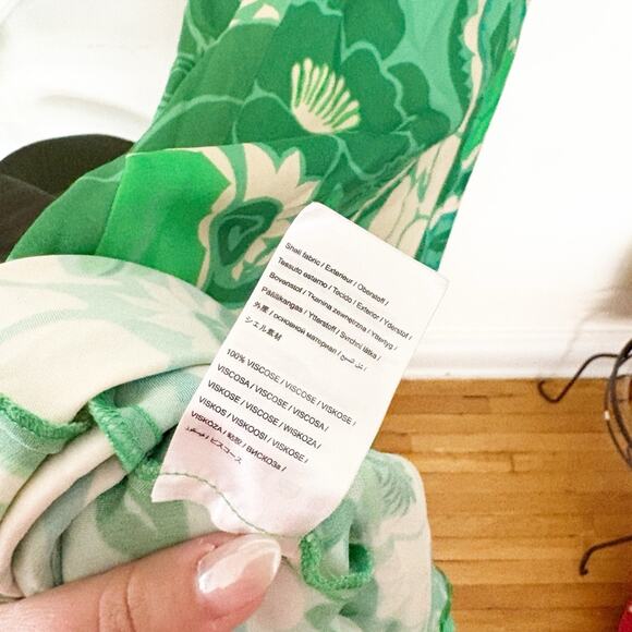 Farm Rio Tropical Groove Midi Dress Green Floral Print Sleeveless Size S Small - Picture 7 of 9